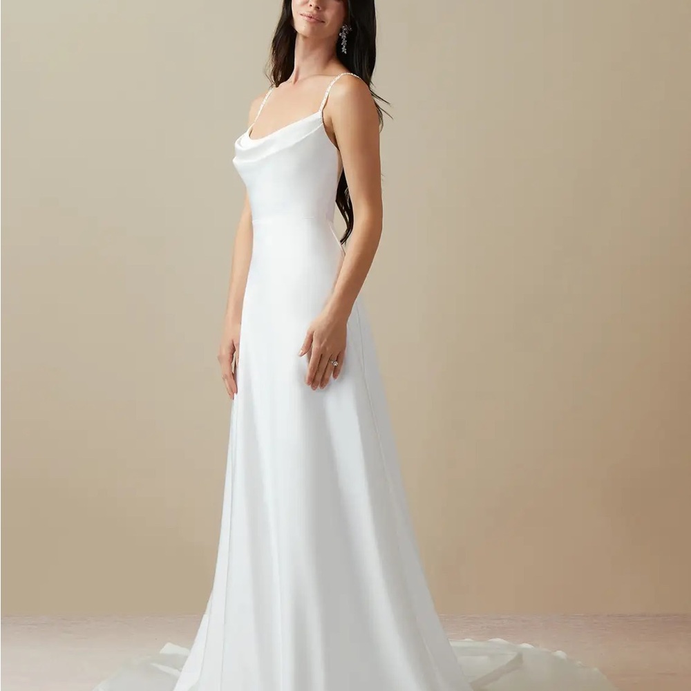Elegant White Cowl Neck Slip Dress for Weddings